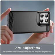 Motorola Moto G57 Power Hoesje - MobyDefend TPU Backcover - Geborstelde Metaal &amp; Carbon-Look - Zwart