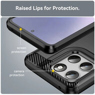 Motorola Moto G57 Power Hoesje - MobyDefend TPU Backcover - Geborstelde Metaal &amp; Carbon-Look - Zwart