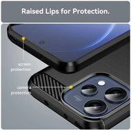 Oppo Reno15 Hoesje - MobyDefend TPU Backcover - Geborstelde Metaal &amp; Carbon-Look - Zwart
