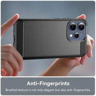 Oppo Reno15 Hoesje - MobyDefend TPU Backcover - Geborstelde Metaal &amp; Carbon-Look - Zwart