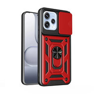 Oppo Reno15 Hoesje - MobyDefend Pantsercase Met Draaibare Ring - Rood