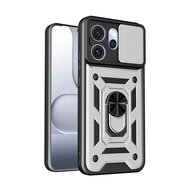 Oppo Reno15 Pro Hoesje - MobyDefend Pantsercase Met Draaibare Ring - Zilvergrijs