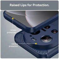 Xiaomi 17 Ultra Hoesje - MobyDefend TPU Backcover - Geborstelde Metaal &amp; Carbon-Look - Blauw