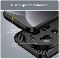 Xiaomi 17 Ultra Hoesje - MobyDefend TPU Backcover - Geborstelde Metaal &amp; Carbon-Look - Zwart