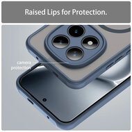 Xiaomi Redmi Note 15 Pro Plus 5G Hoesje - MobyDefend MagSafe Case Mat Transparant Met Gekleurde Rand - Blauw
