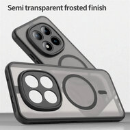 Xiaomi Redmi Note 15 Pro Plus 5G Hoesje - MobyDefend MagSafe Case Mat Transparant Met Gekleurde Rand - Zwart