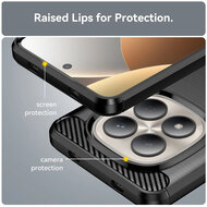 Xiaomi Redmi Note 15 Pro 4G Hoesje - MobyDefend TPU Backcover - Geborstelde Metaal &amp; Carbon-Look - Zwart