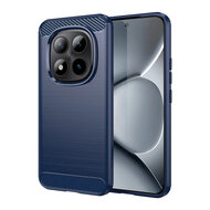 Xiaomi Redmi Note 15 Pro Plus 5G Hoesje - MobyDefend TPU Backcover - Geborstelde Metaal &amp; Carbon-Look - Blauw