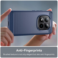 Xiaomi Redmi Note 15 Pro Plus 5G Hoesje - MobyDefend TPU Backcover - Geborstelde Metaal &amp; Carbon-Look - Blauw