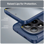 Xiaomi Redmi Note 15 Pro Plus 5G Hoesje - MobyDefend TPU Backcover - Geborstelde Metaal &amp; Carbon-Look - Blauw