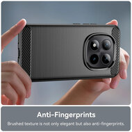 Xiaomi Redmi Note 15 Pro Plus 5G Hoesje - MobyDefend TPU Backcover - Geborstelde Metaal &amp; Carbon-Look - Zwart