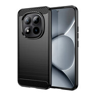 Xiaomi Redmi Note 15 Pro Plus 5G Hoesje - MobyDefend TPU Backcover - Geborstelde Metaal &amp; Carbon-Look - Zwart