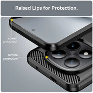 Xiaomi Redmi Note 15 Pro Plus 5G Hoesje - MobyDefend TPU Backcover - Geborstelde Metaal &amp; Carbon-Look - Zwart