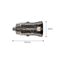 Tech-Protect Car charger - Oplader met 2 poorten, 1x USB-C en 1x USB-A - Grijs