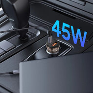 Tech-Protect Car charger - Oplader met 2 poorten, 1x USB-C en 1x USB-A - Grijs