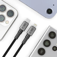 Tech-Protect Ultraboost DNA USB-C naar Lightning kabel - 0,25 Meter - Zwart-Grijs