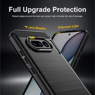 Nothing Phone (4a) Hoesje - MobyDefend TPU Backcover - Geborstelde Metaal &amp; Carbon-Look - Zwart