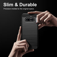 Nothing Phone (4a) Hoesje - MobyDefend TPU Backcover - Geborstelde Metaal &amp; Carbon-Look - Zwart