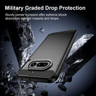 Nothing Phone (4a) Hoesje - MobyDefend TPU Backcover - Geborstelde Metaal &amp; Carbon-Look - Zwart
