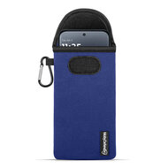 Hoesje voor Motorola Edge 70 Pro - MobyDefend Neopreen Pouch Met Karabijnhaak - Insteekhoesje - Riemlus Hoesje - Blauw