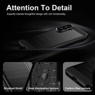 Samsung Galaxy A27 Hoesje - MobyDefend TPU Backcover - Geborstelde Metaal &amp; Carbon-Look - Blauw