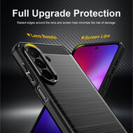 Samsung Galaxy A27 Hoesje - MobyDefend TPU Backcover - Geborstelde Metaal &amp; Carbon-Look - Zwart
