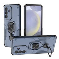 Samsung Galaxy A27 Hoesje - MobyDefend Dubbelgelaagde Pantsercase Met Standaard - Blauw