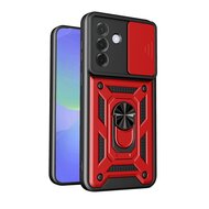 Samsung Galaxy A27 Hoesje - MobyDefend Pantsercase Met Draaibare Ring - Rood