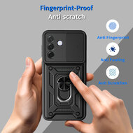 Samsung Galaxy A27 Hoesje - MobyDefend Pantsercase Met Draaibare Ring - Zwart