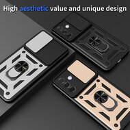 Samsung Galaxy A27 Hoesje - MobyDefend Pantsercase Met Draaibare Ring - Zilvergrijs