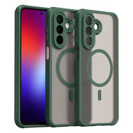 Samsung Galaxy A27 Hoesje - MobyDefend MagSafe Case Mat Transparant Met Gekleurde Rand - Groen