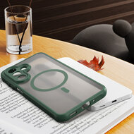Samsung Galaxy A27 Hoesje - MobyDefend MagSafe Case Mat Transparant Met Gekleurde Rand - Groen