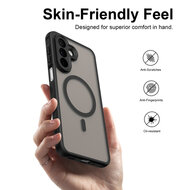 Samsung Galaxy A27 Hoesje - MobyDefend MagSafe Case Mat Transparant Met Gekleurde Rand - Paars