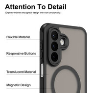 Samsung Galaxy A27 Hoesje - MobyDefend MagSafe Case Mat Transparant Met Gekleurde Rand - Paars