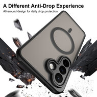 Samsung Galaxy A27 Hoesje - MobyDefend MagSafe Case Mat Transparant Met Gekleurde Rand - Zwart