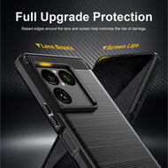 Sony Xperia 1 VIII Hoesje - MobyDefend TPU Backcover - Geborstelde Metaal &amp; Carbon-Look - Blauw
