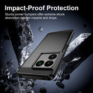 Sony Xperia 1 VIII Hoesje - MobyDefend TPU Backcover - Geborstelde Metaal &amp; Carbon-Look - Blauw