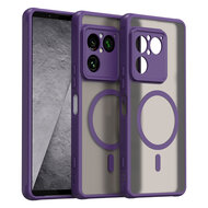 Sony Xperia 1 VIII Hoesje - MobyDefend MagSafe Case Mat Transparant Met Gekleurde Rand - Paars