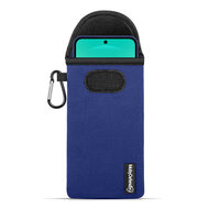 Hoesje voor Samsung Galaxy A27 - MobyDefend Neopreen Pouch Met Karabijnhaak - Insteekhoesje - Riemlus Hoesje - Blauw