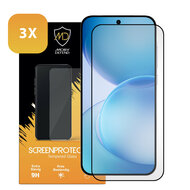 3-Pack Oppo Reno16 F/FS Screenprotectors - MobyDefend Screensavers Met Zwarte Randen - Gehard Glas 