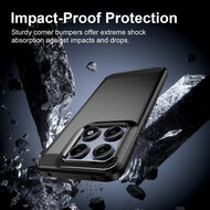 Motorola Edge 70 Pro Hoesje - MobyDefend TPU Backcover - Geborstelde Metaal &amp; Carbon-Look - Blauw