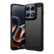 Motorola Edge 70 Pro Hoesje - MobyDefend TPU Backcover - Geborstelde Metaal &amp; Carbon-Look - Zwart