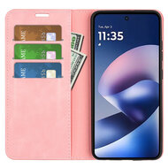 Motorola Moto G37 Power Hoesje - MobyDefend Luxe Wallet Bookcase (Magnetische Sluiting) - Roze