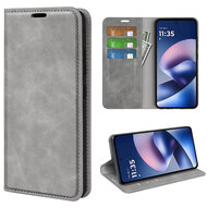 Motorola Moto G37 Power Hoesje - MobyDefend Luxe Wallet Bookcase (Magnetische Sluiting) - Grijs