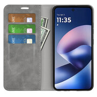 Motorola Moto G37 Power Hoesje - MobyDefend Luxe Wallet Bookcase (Magnetische Sluiting) - Grijs