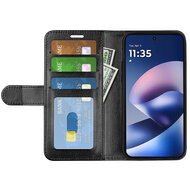 Motorola Moto G37 Power Hoesje - MobyDefend Wallet Book Case (Sluiting Achterkant) - Zwart
