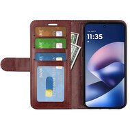Motorola Moto G37 Power Hoesje - MobyDefend Wallet Book Case (Sluiting Achterkant) - Bruin
