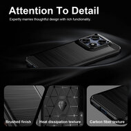Motorola Moto G37 / G47 Hoesje - MobyDefend TPU Backcover - Geborstelde Metaal &amp; Carbon-Look - Zwart