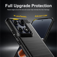Motorola Moto G37 / G47 Hoesje - MobyDefend TPU Backcover - Geborstelde Metaal &amp; Carbon-Look - Zwart