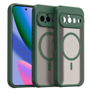 Google Pixel 11 Pro XL Hoesje - MobyDefend MagSafe Case Mat Transparant Met Gekleurde Rand - Groen